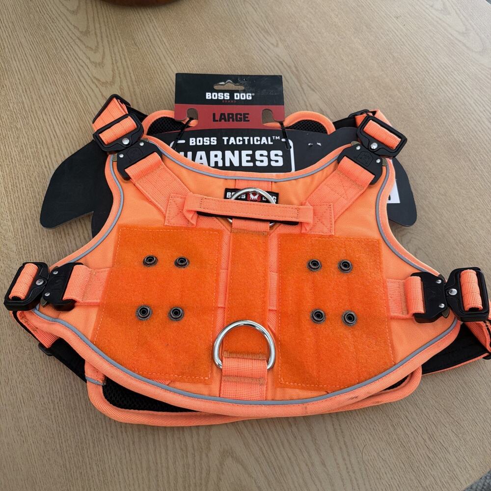 Boss Dog Harness With Boss Clips, Hunter Orange - large